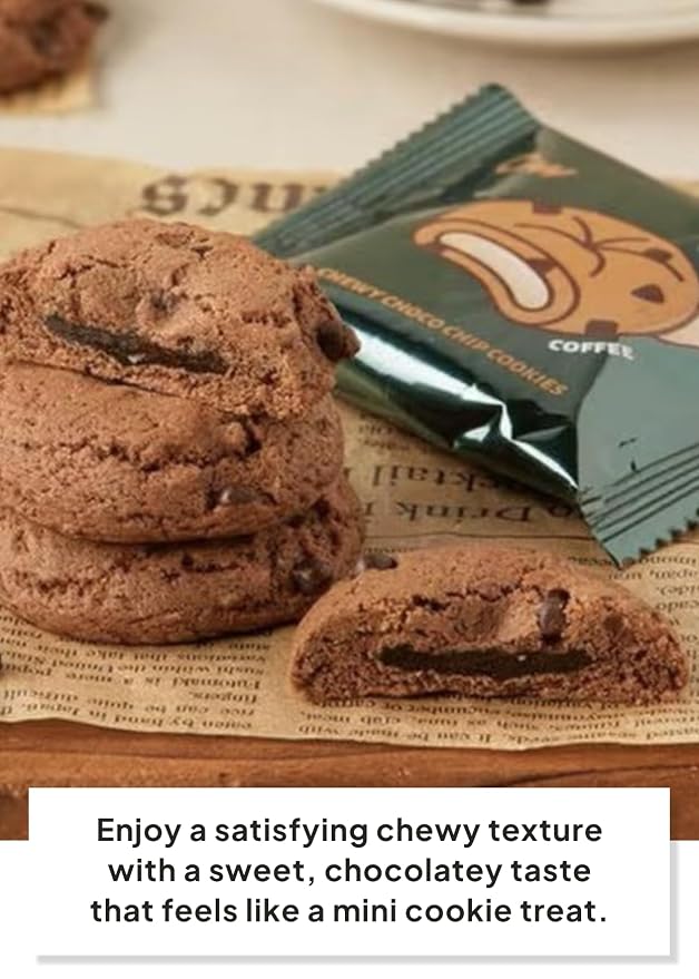 Korean Food CW Chewy Chocolate Chip Cookies Coffee Flavor Mochi Center 240g | Soft and chewy chocolate chip cookies with a mochi center and rich coffee flavor