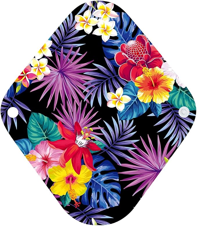7pcs Pack Cloth Pads Including 1pc Mini Wet Bag +6pcs Bamboo Charcoal Cloth Reusable Menstrual Pads/Reusable Sanitary Pad/Mama Panty Liners (All Randomly Prints)