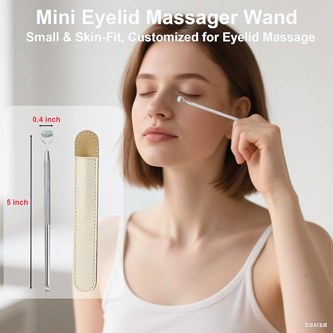 Metal Eyelid Massage Wand for Dry Eyes,Eyelid Roller for Chalazion,Stye & MGD Relief,Improves Meibum Flow & Unclogs Oil Glands,Gentle Meibomian Gland Expression for Blocked Eyelid Glands (mini)