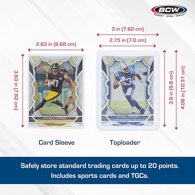 BCW Card Sleeves and Toploaders for Card Combo - 100 Count | Top Loaders and Acid-Free Penny Sleeves | Great for Football, Magic: The Gathering, Pokémon, and Baseball Card Protectors