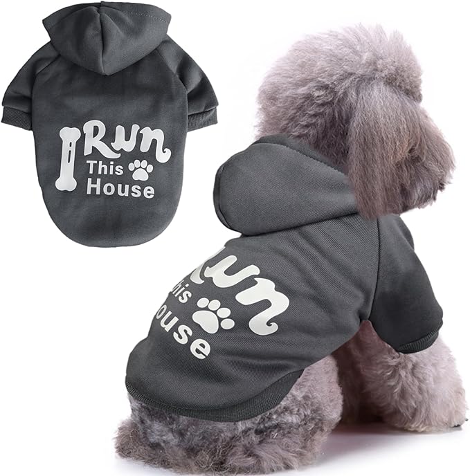 Jecikelon Winter Printed Dog Hoodies Sweatshirts Warm Clothes for Small Dogs Chihuahua Coat Puppy Clothing Cat Custume (Gray, XX-Small)