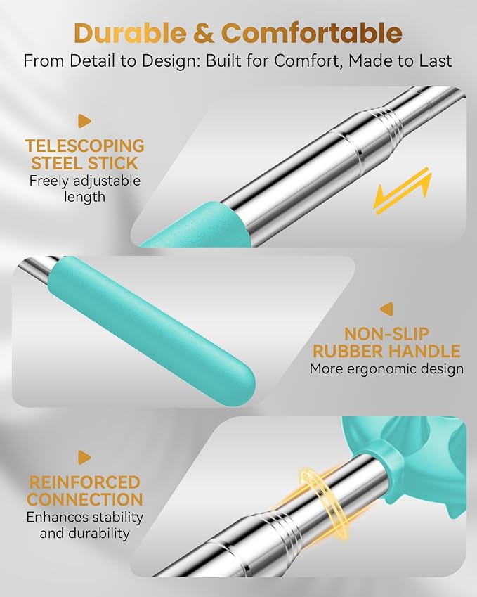 Upgraded Reinforced Telescoping Back Scratcher with 5 Detachable Heads, Larger Scratching Tips,Dad Gifts for Men, Women and Adults