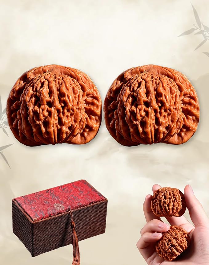 Jade Walnuts - 2026 Chinese Wenwan Walnut, Polishing Walnuts Fidget with Storage Box, Hand-Polished Natural Walnut Stress Relievers, For Meditation, Focus, And Collectors (Lion Head A, 1.61-1.65in)