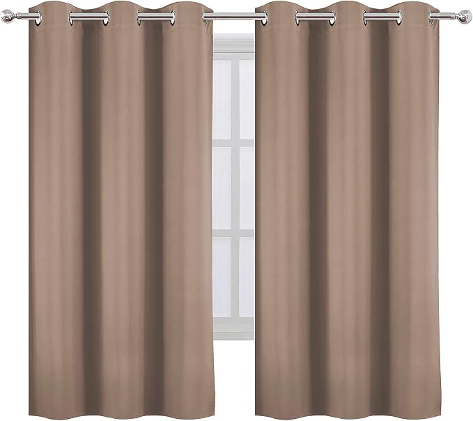 LEMOMO Cappuccino Blackout Curtains 38 x 54 Inch Length/Set of 2 Curtain Panels/Thermal Insulated Room Darkening Blackout Curtains for Bedroom