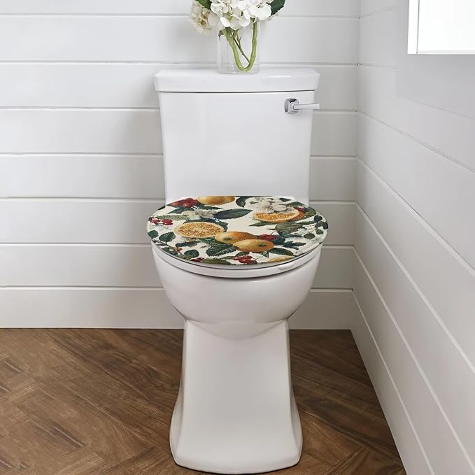 Lemon Toilet Lid Cover, Bathroom Decorative Flannel Soft Toilet Lid Cover, Bathroom Accessories Machine Washable Reusable Toilet Seat Cover
