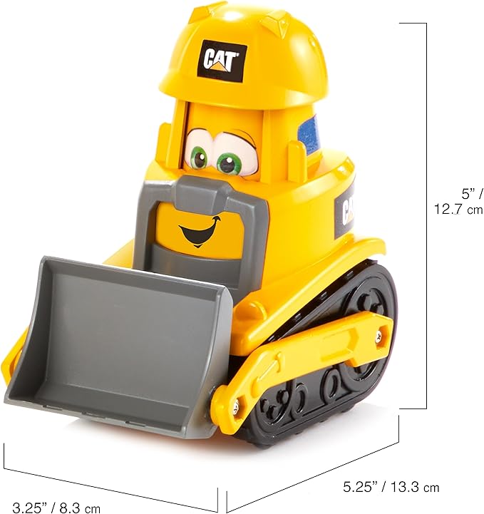 CAT Construction Toys, Junior Crew Construction Pals Bulldozer Educational Preschool Vehicle with Kid Vroom Sounds and Animated face. for Ages 2+
