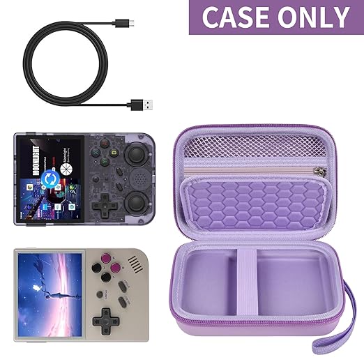 PAIYULE Travel Case Compatible with RG353V/ RG353VS/ R36S Retro Handheld Game Console, Handheld Emulator Storage Holder Organizer, Android Game Console Carrying Bag (Box Only) (Purple)