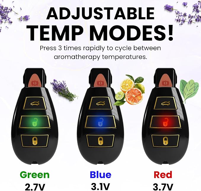 Discreet Car Key Aromatherapy Battery, Portable Universal Thread Diffuser for On-the-Go Relaxation, Rechargeable Keychain Wellness Tool, Gift for Birthday, Holiday, or Everyday Use (Black and Gold)
