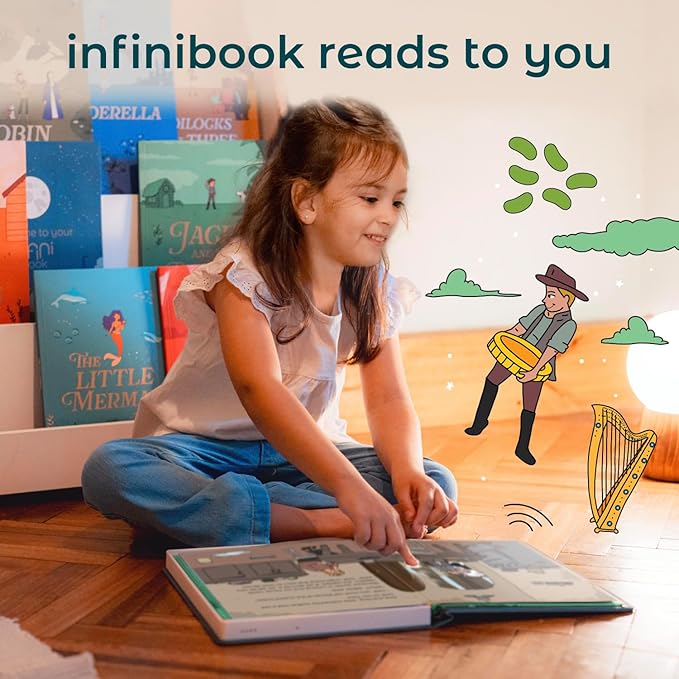 Cali’s Books Jack and The Beanstalk | infinibook Storytelling Toy + Reader | Read-Aloud E-Reader with Games | Recordable Interactive Storybook for Kids 3-7 | Screen-Free Educational Gift