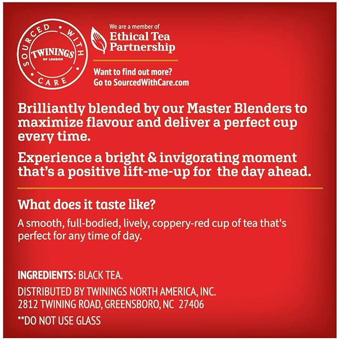 Twinings English Breakfast Tea Single Serve K-Cup Pods for Keurig, Caffeinated, Smooth, Flavourful, Robust Black Tea, 24 Count (Pack of 2)