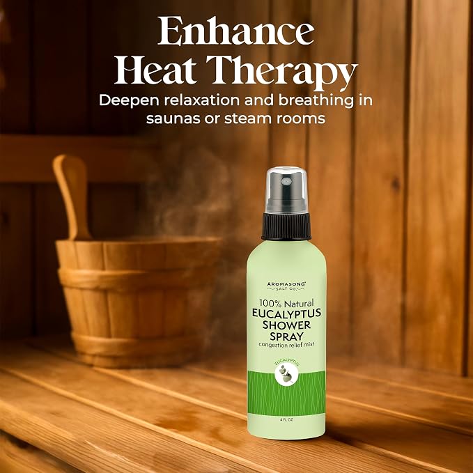 Aromasong Eucalyptus Shower Spray Aromatherapy – 100% Natural Eucalyptus Essential Oil Mist for Shower – Made in USA – Sinus Relief & Spa-Like Steam, 4 fl oz