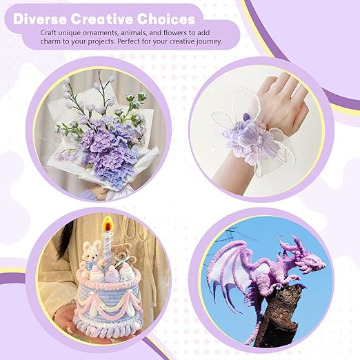 Pipe Cleaners Craft 300PCS 3 Colors Purple Pipe Cleaners Bulk 30CM Limpia Pipas para Manualidades Fuzzy Wire Chenille Stems for Arts Crafts and Creative DIY Projects Decorations