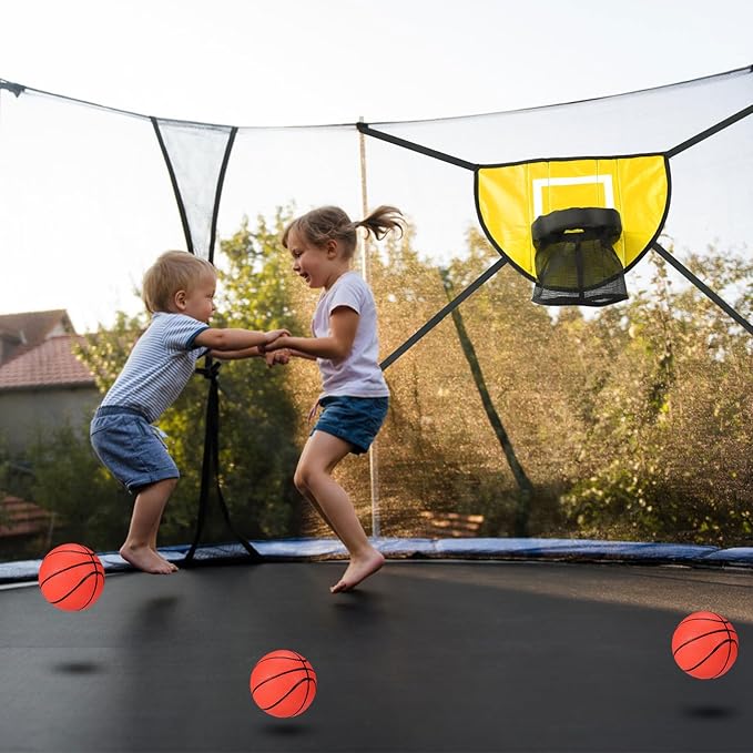Trampoline Basketball Hoop Set, Trampoline Basketball Hoop Attachment Waterproof Basketball Goal for Trampoline Soft Basketball Game Accessories for All Ages Basketball Lovers