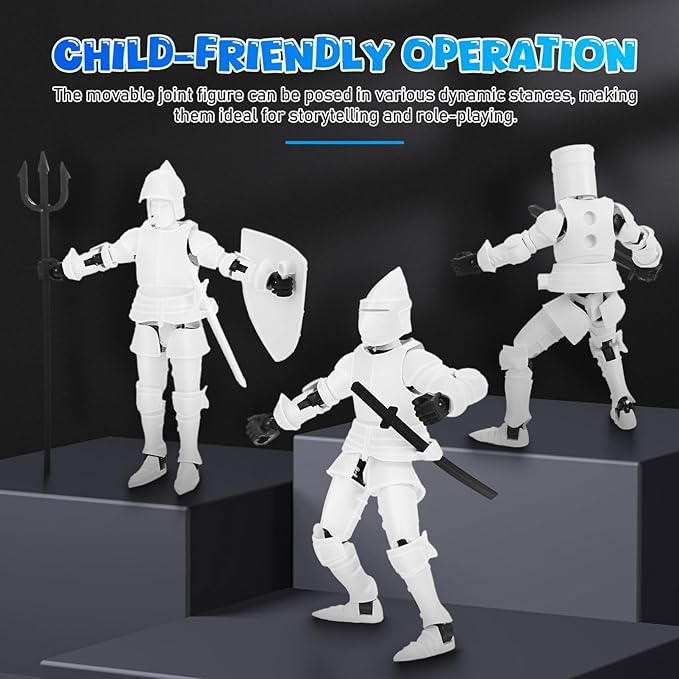 Toyvian 1set Articulated Medieval Knight Action Figure Accessories Poseable Robot Toy for Creative Play Includes Dual Helmets and Hand Styles Desktop Ornament and Shelf Decoration