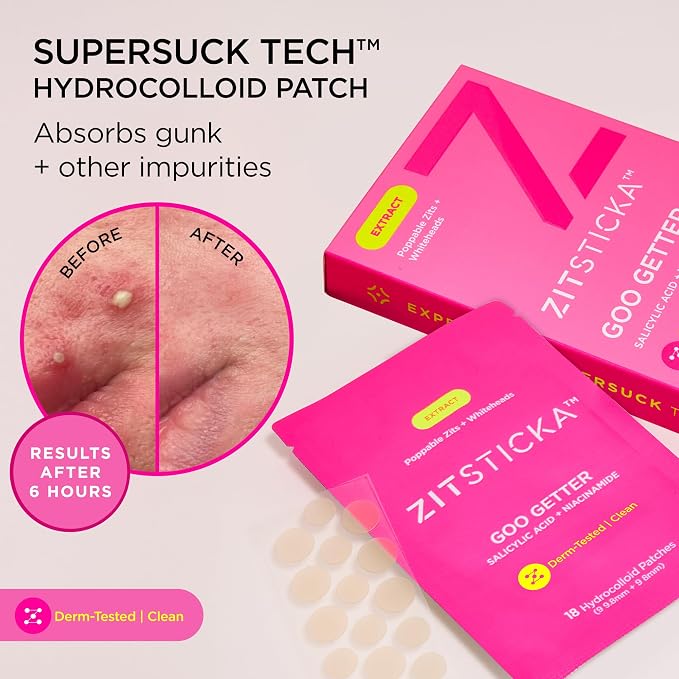 ZitSticka GooGetter Pimple Patches for Face and Body - Hydrocolloid Acne Patches for Zits & Blemishes - Fast-Acting & Effective - 108 Count