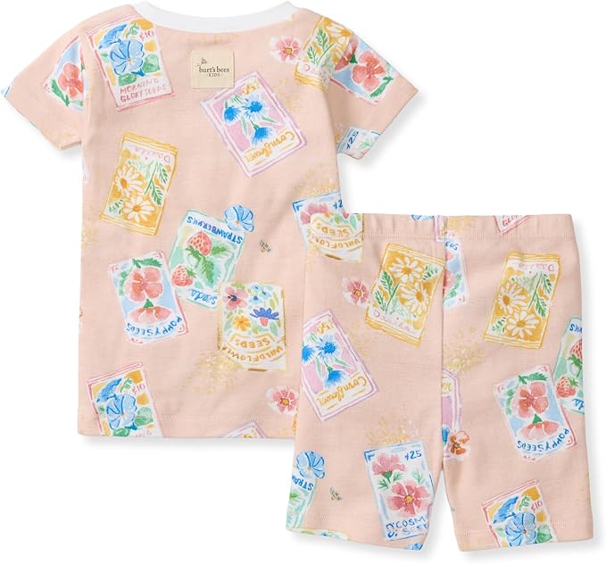 Burt's Bees Baby Unisex Pajamas, Short Sleeve Tee and Shorts 2-Piece PJ Set, 100% Organic Cotton