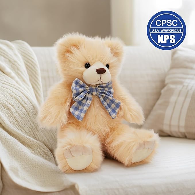 MorisMos Teddy Bear Stuffed Animal,14'' Long Fur Stuffed Bear Plush Toy Gift for Kid Girl Boy Toddler Teen Adult,Cuddly Teddy Animal Toy Decor for Baby Shower Birthday Valentine’s Day Party Favor,Pink
