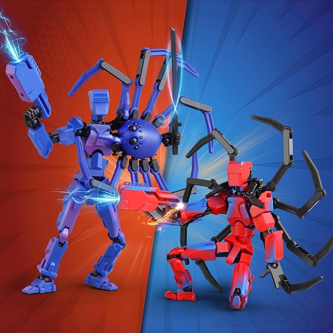 (Assembly Required) Spider T13 Action Figure Set -Titan 13 Action Figure with Sucker Spider T-13 Collectible 3D Printed Toys Highly Detailed Action Figures for Collectors and Fans - Blue