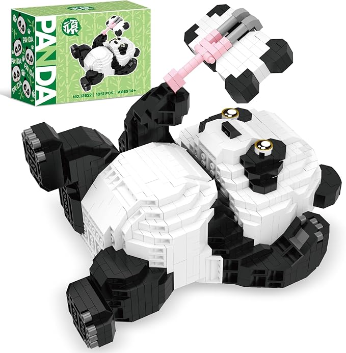Panda Micro Mini Building Toy Bricks for Adults, 1051 PCS Mini Building Blocks Animals Sets for Goodie Bags, Party Favors for Boys Girls 12+ 14+, Christmas Birthday Gift for Kids, Carnival Prizes