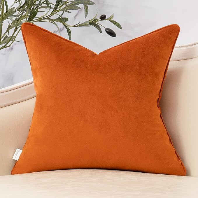 Burnt Orange Twigs Throw Pillow Cover Branches Velvet Cushion Case Neutral Pillowcase for Sofa Couch Bedroom Living Room Home Decor,20x20 Inch