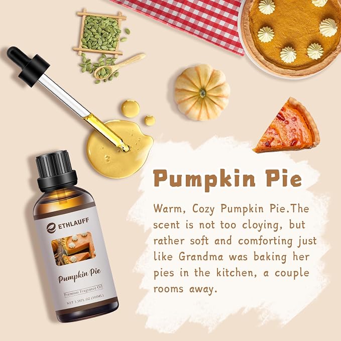 Pumpkin Spice Fragrance Oil, 100ml Pumpkin Essential Oil for Diffusers,Fall Essential Oil for Candle Making, Autmun Scented Oil -3.38FL.OZ