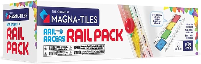 Magna-Tiles Rail Racers Rail Pack 8-Piece Magnetic Construction Set, The Original Magnetic Building Brand
