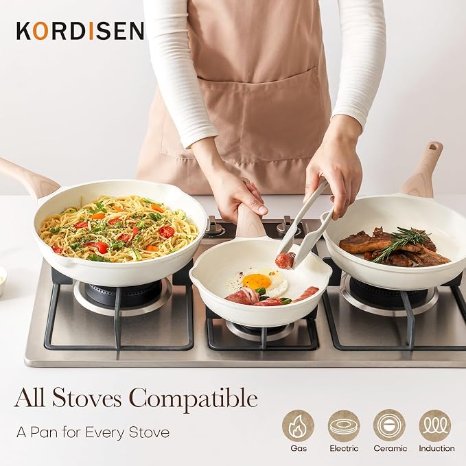 Kordisen Ceramic Non Stick Frying Pans Skillet, 8 Inch Ceramic Small Egg Pan Nonstick for Cooking Non Toxic, Healthy Induction Cookware, Heat Resistant Handle, PFOA & PFAS Free