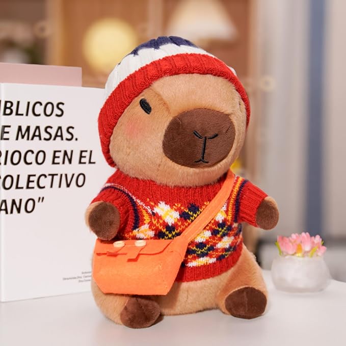 Capybara Plush with 9 pcs Clothes & Accessories, 10.2 in Cute Capybara Stuffed Animal Plush Toys, Dress Up Cute Plushies for Girls/Boys