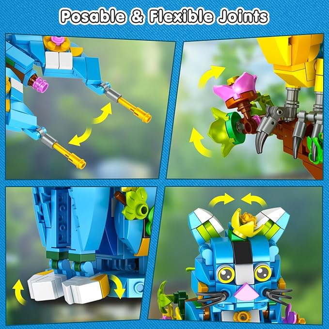 Flower Cat Building Set, 3 in 1 Floral Parrot Butterfly Animal Figure Building Toy for Home Office Art Decor, 412 PCS Building Block Gift for Adults Kids Boys Girls Ages 8 9 10 11 12+