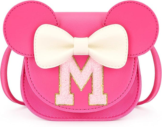 mibasies Toddler Purse Girl Gifts: Girls Birthday Gifts for 3-8 - Toys for Ages 2-4 Girls Mouse Ears Purse, Hot Pink, Letter M