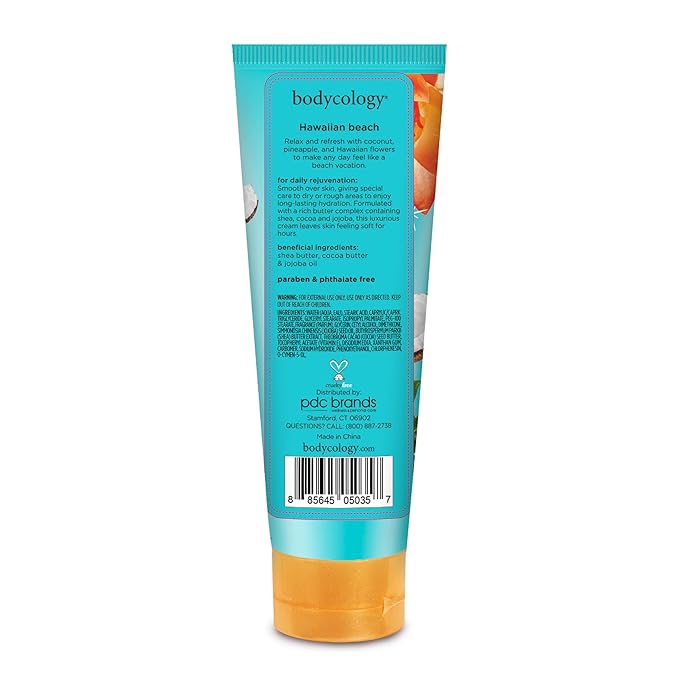 Bodycology Shea Butter Body Cream, Hawaiian Beach, 8 oz (Pack of 2)