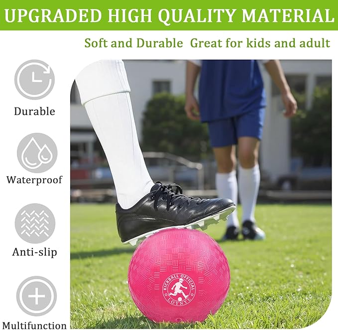 10 Inch Dodgeball Balls Playground Ball Kickball, Dodge Balls for Kids, Kickballs Handball for Indoor Outdoor Games Four Square Balls, Includes Pump