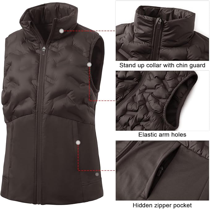 Puffer Vests Womens Lightweight Stand Collar Slim Fit Winter Sleeveless Jacket for Women with Golf Hiking