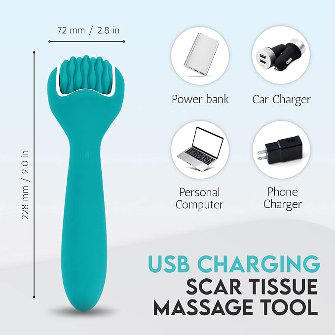 Scar Tissue Massager for Post-Surgery Recovery, Silicone Ice Massage for Post-Surgery Incision Swelling and Soreness, Vibrating Joint Roller for Improved Range of Motion Designed by Physical Therapist