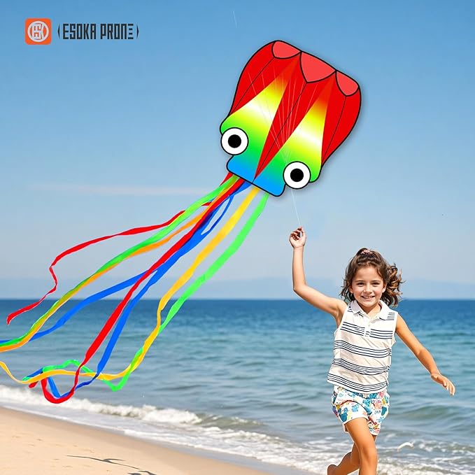 Kites for Kids & Adults,Large Kite for Beginners, Kites for Kids Ages 4-8,Outdoors Activities with Complete Handle, 328ft Kite String & Accessories (Angel+Grassland+Octopus, 3)