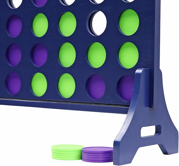 Tailgating Pros Premium Navy Giant Four in a Row with Carrying Case - Jumbo Oversized Outdoor Yard Game - Connect Multiple Pucks in a Row to Win - Many Puck Colors Available!