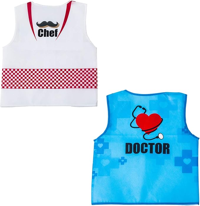 Tigerdoe Dress Up Clothes for Toddlers - 7 Pcs of Vest - Pretend Play School Set - Career Costumes - Role Play Costume