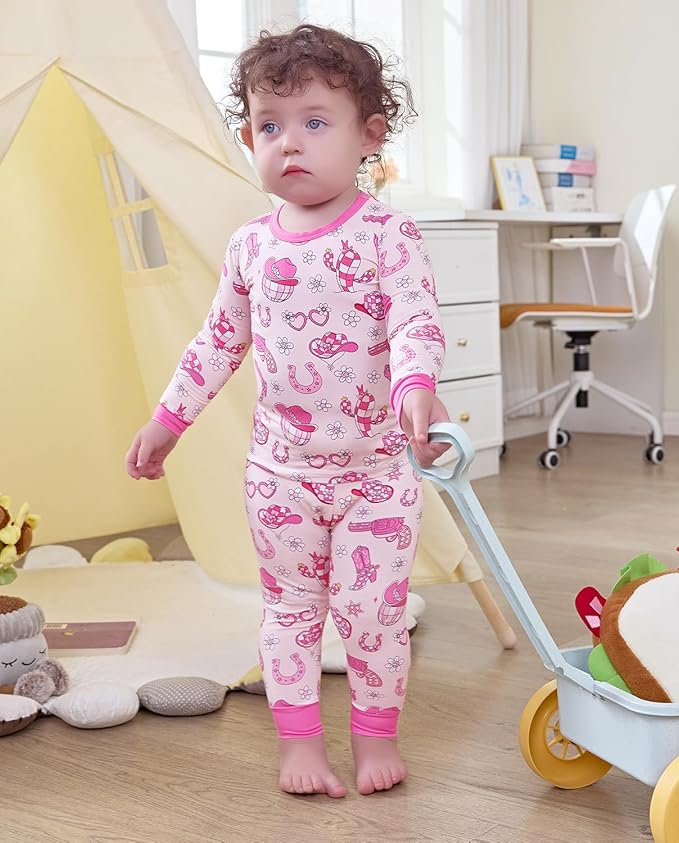 Bamboo Viscose Toddler Girls Kids Pajamas Unicorn Mermaid Pjs Long Sleeve Snug fit 12M-8Y 2pcs Soft Jammies