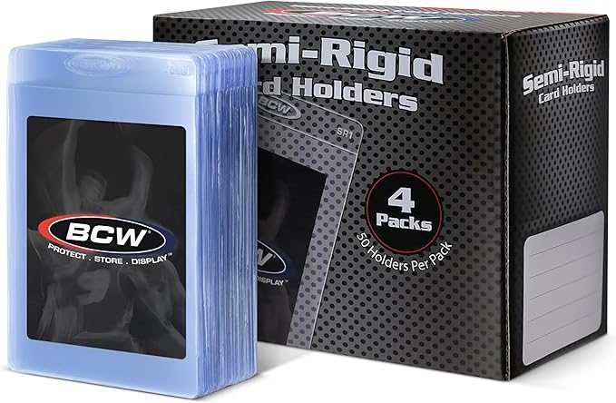 BCW Semi Rigid Card Holder #1 | 200 Pack | Semi Rigid Card Sleeves for Grading Submissions | Protective Holders for Sports & Trading Cards