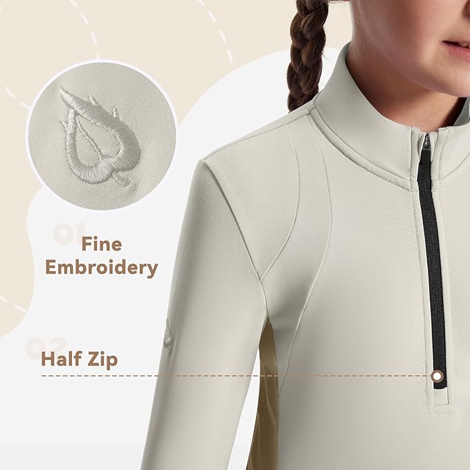 baleaf Girls Long Sleeve Shirts Fleece Jacket Fall Half Zip Pullover Kids Sweatshirts Athletic Thermal Coat