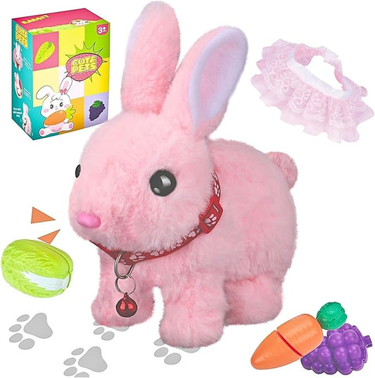 Walking Bunny Toys for Kids, Bunny Stuffed Animal Interactive Electronic Toys, Swinging Ears, Twitching Mouth and Nose, Easter Christmas and Birthday Gift, Suitable for Toddlers 3, 4, 5, 6, 7Years Old
