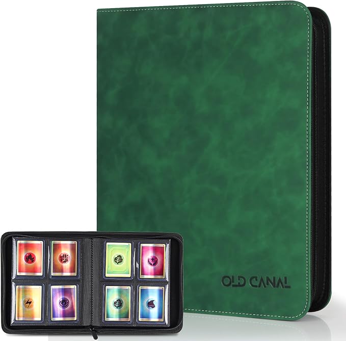 Top Loader Binder, 4 Pockets Card Binder Holds 112 Top Loaders, Premium Trading Card Collection Holder, Top Loader Storage Album for TCG, Sports Cards, Dark Green (FOR TOP LOADERS ONLY)