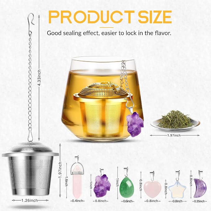 Vesici 6 Sets Loose Leaf Tea Infusers Stainless Steel Steeper Ball for Loose Tea Holder Mesh Strainer Filters with Drip Trays and Pendant