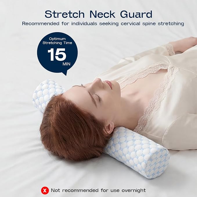 Neck Roll Cervical Pillow for Neck Pain Relief - Memory Foam Neck Pillow for Bed | Round Neck Pillows for Sleeping (Cool-Blue, X-Small - 3.5" H)