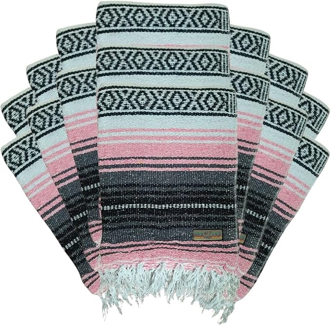 Open Road Goods Bulk Falsa Blankets - Handwoven Authentic Mexican Falsa - Great for Weddings, Yoga, Beach, Picnics, or Mexican Throw! (Pink, 15 Pack)