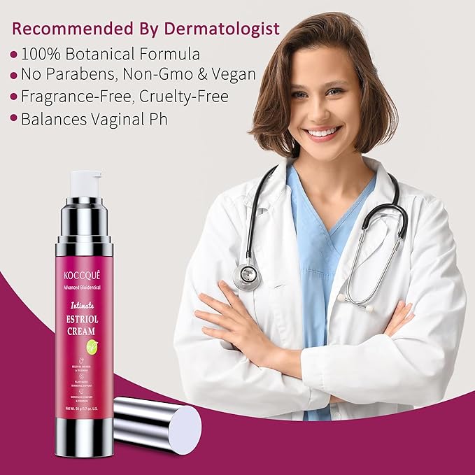 Estriol Cream for Women Menopause Relief: Bioidentical Estrogen Vaginal Cream - for Hot Flashes/Vaginal Dryness/Vulva Itch/Sleep Issues - 50ml