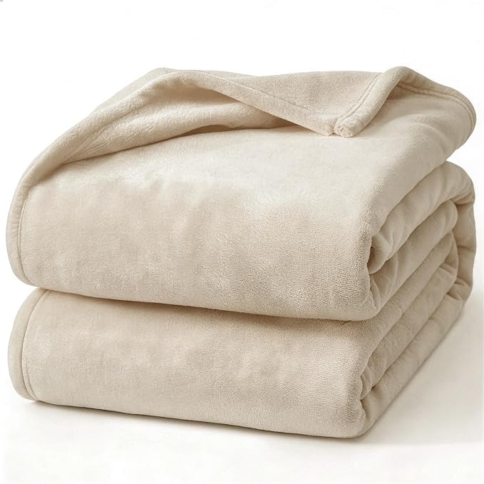 Hansleep Full Taupe Fleece Blanket, Soft Flannel Bed Blanket | Fuzzy Cozy Blanket 84x90 Inches, Multi-use for Bed, Sofa, Couch, Travel, Camping, All Season Warm Lightweight Cover