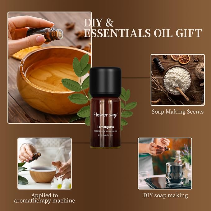 Lemongrass Essential Oil 0.34Oz - 100% Pure Natural MAX Undiluted Premium Therapeutic Grade Essential Oils for Diffuser/Skin Care/Massage/Hair