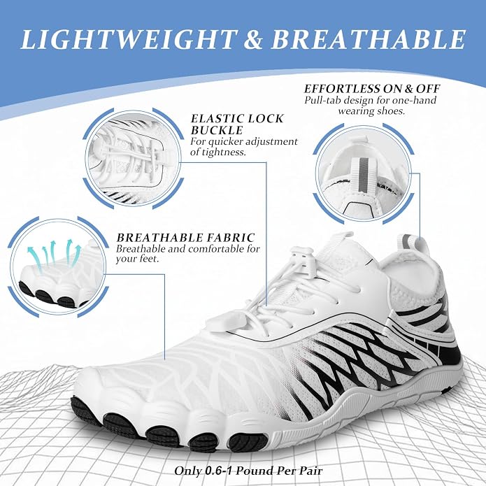 Barefoot Shoes for Women & Men, Grounded Walking Hiking Barefoot Shoes, Wide Toe Box Non-Slip Water Athletic Footwear, Comfortable Vitality Barefoot Footwear, Trail Running Sneakers Unisex