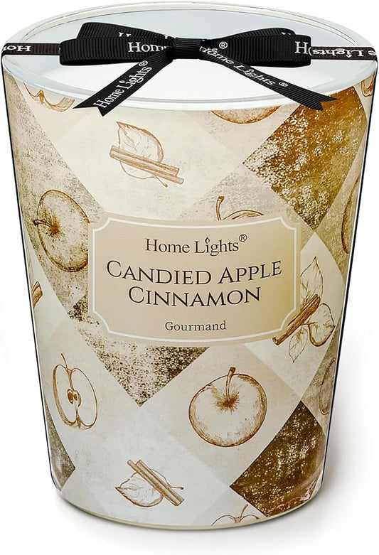 HomeLights Large jar Candle | 1-Wick Long-Lasting Scented Candles, 6.7oz Natural Soy Wax Candle for Home Scented, Rustic Modern Gifts for Women & Men, Candied Apple Cinnamon